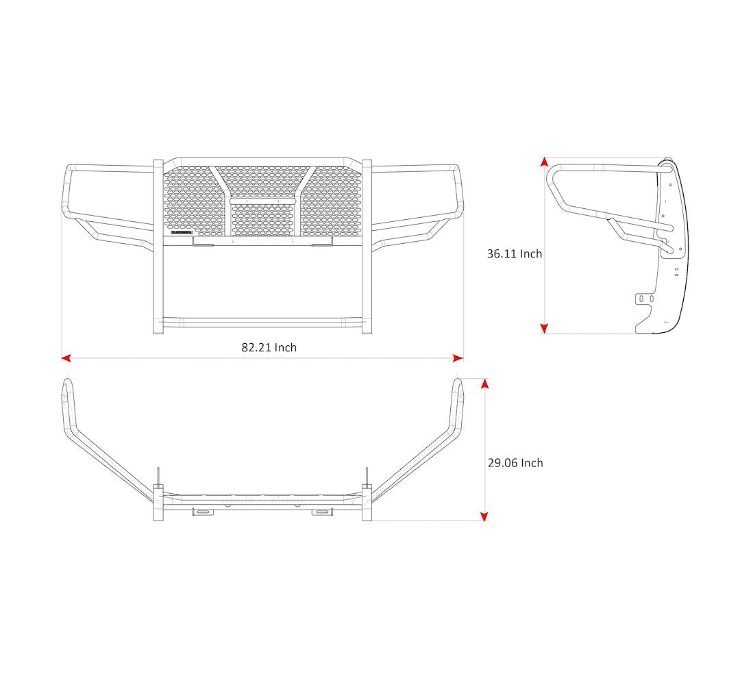 Black Horse Offroad Rugged Series Steel Grille Guard RU-DORA19-B-PLR - image 10