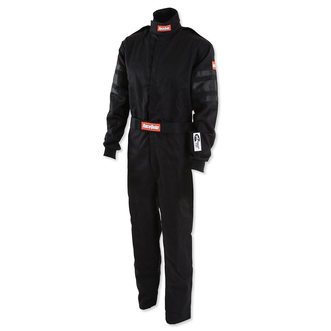 Racequip 110005 Black Single-Layer Racing Suit, Large