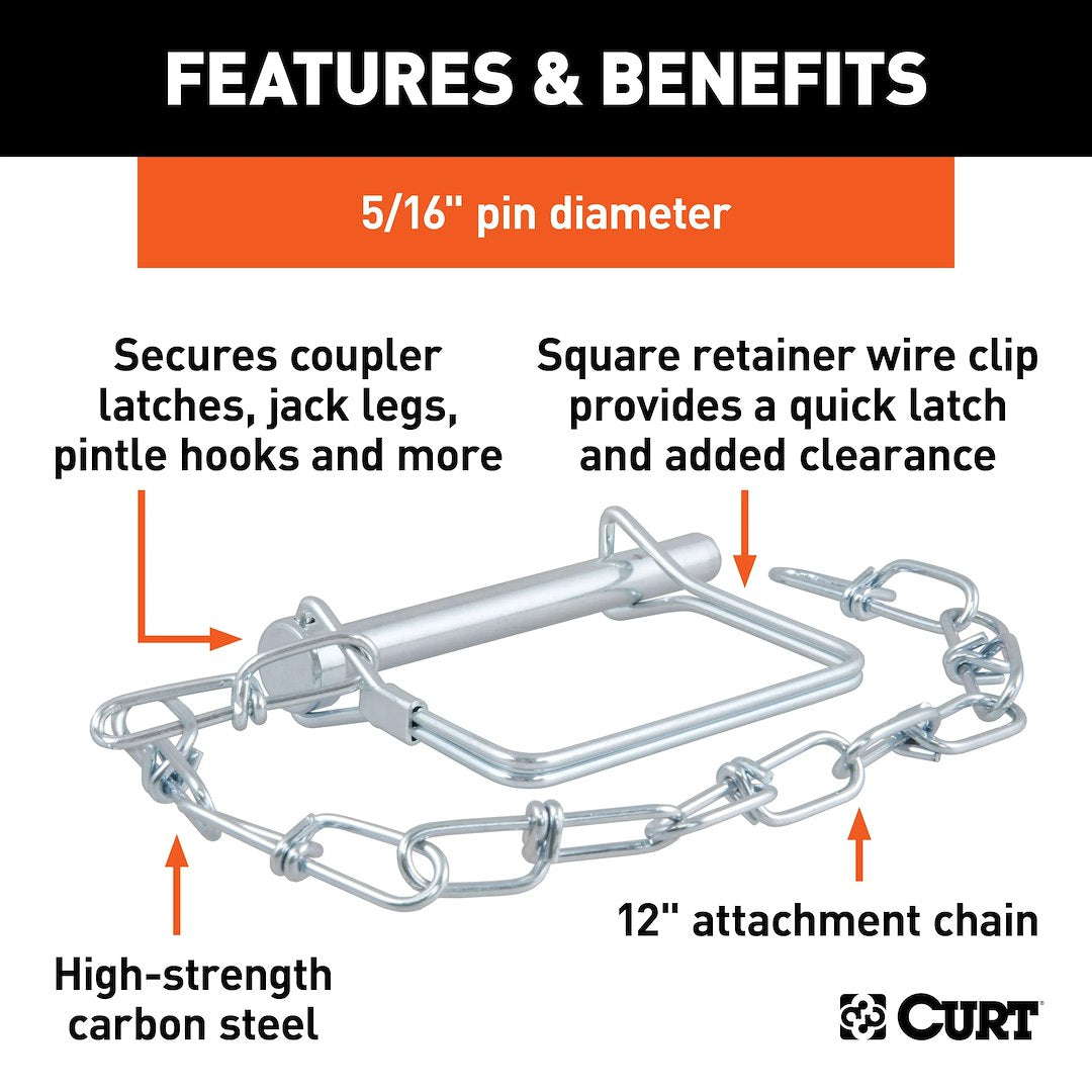 CURT Trailer Coupler Safety Pin Clip (25035) – Length (In): 3 Inch