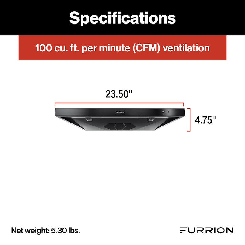 Furrion FHO23SACR-SS Campana extractora de conductos de 24" y 12 V para vehículos recreativos – Acero inoxidable