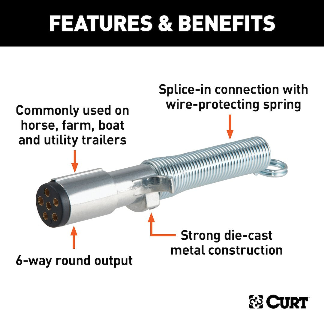 CURT Fully Universal 6 Pin Trailer Wiring Connector (58082)