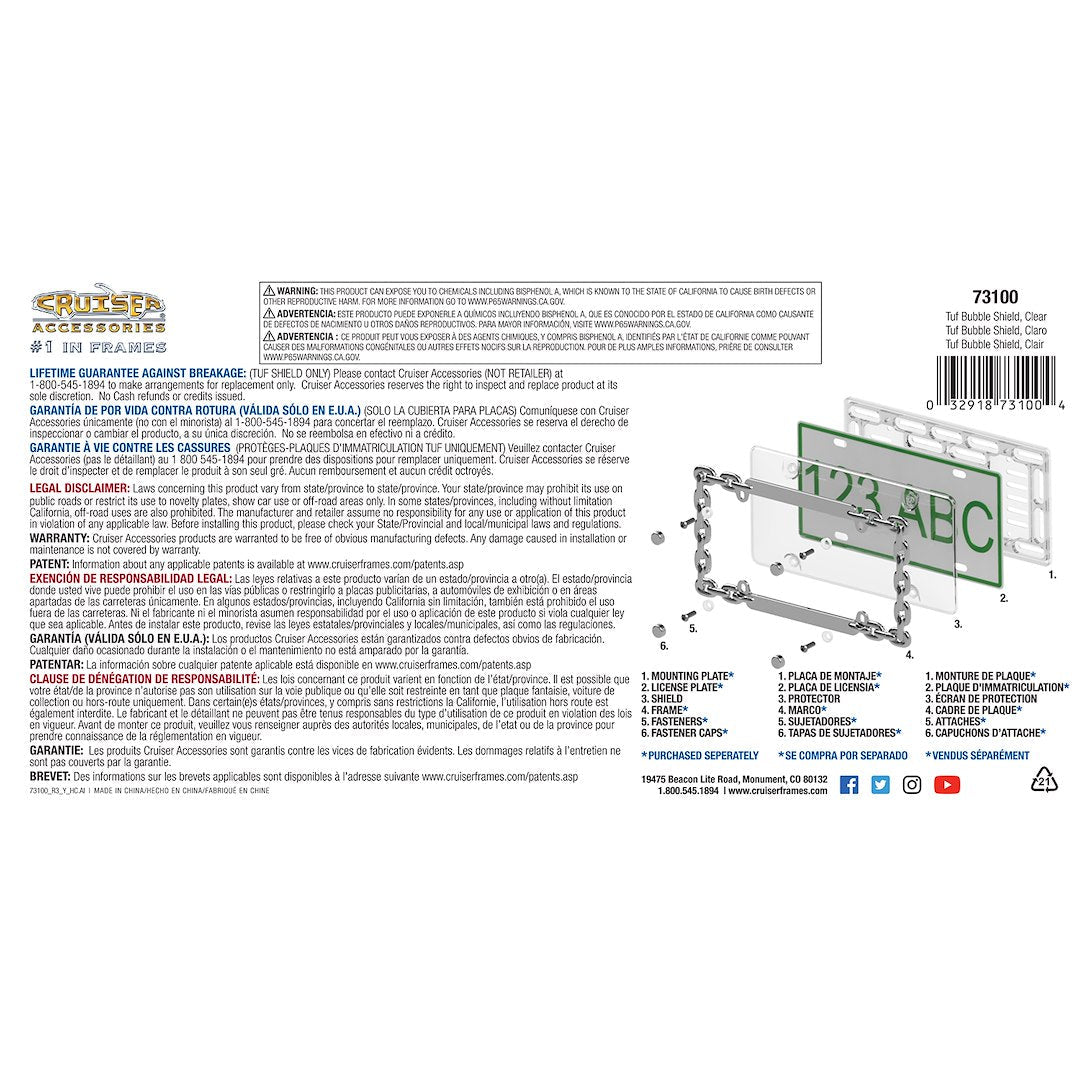 Cruiser License Plate Cover (73100) – Material: Polycarbonate