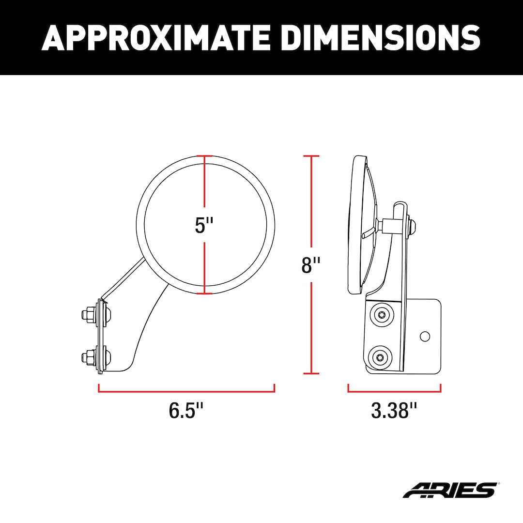 Aries 3500300 Jeep Tube Door Mirror Set, product photo 2 of 7
