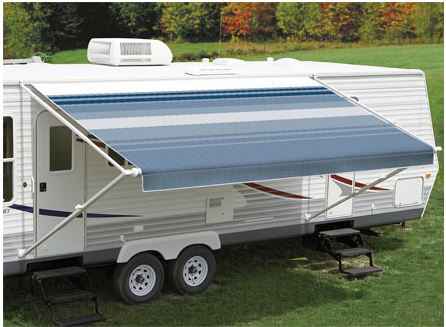 Carefree Fiesta RV Patio Awning – 14' x 8' Manual/Electric, Black/Gray 86148D8D