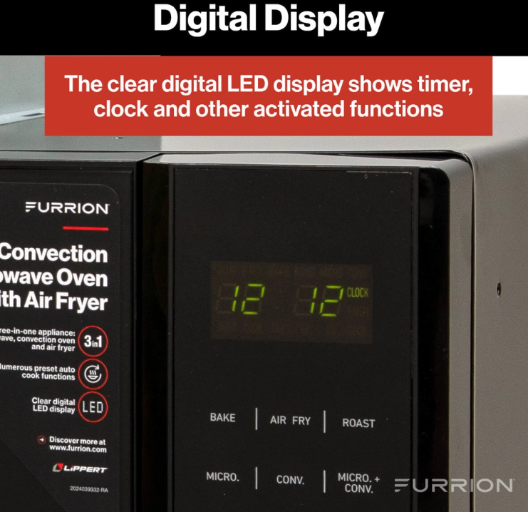 Furrion RV Microwave Oven with Air Fryer & Convection 1.1 Cu Ft Black