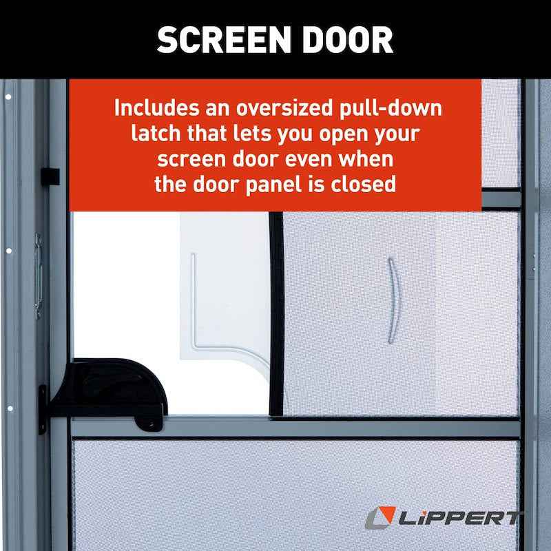 26" x 70" Polar White Radius RV Door with Window and Screen Door