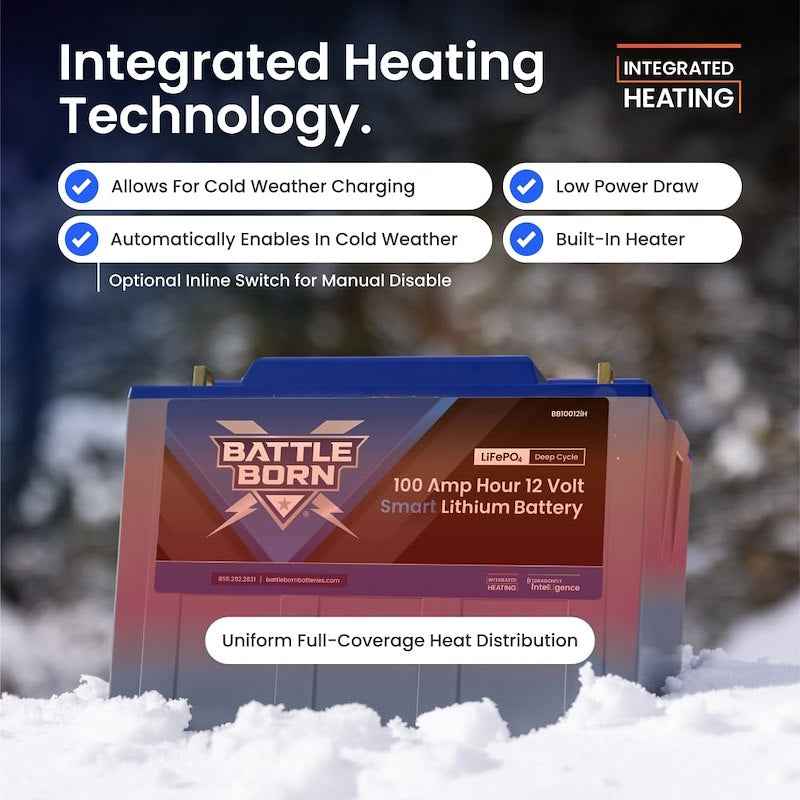 Battle Born Smart Heated Lithium Battery BB10012IH Group 31 12V 100Ah RV
