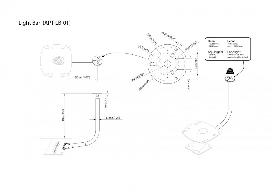 Scanstrut Apt-Lb-01-Blk Navigation Light Mount - image 6