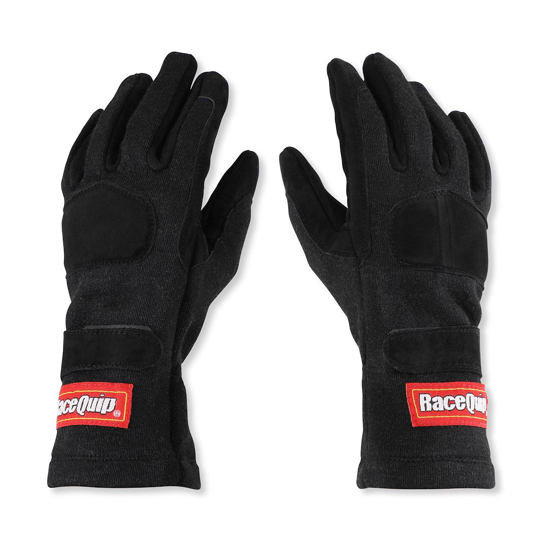 Racequip 355003 Two-Layer Black Racing Gloves, Medium