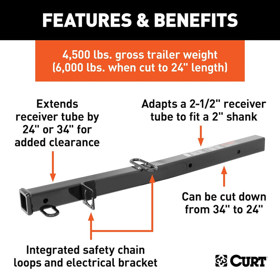 Curt 45048 Trailer Hitch Receiver Tube Adapter - image 3