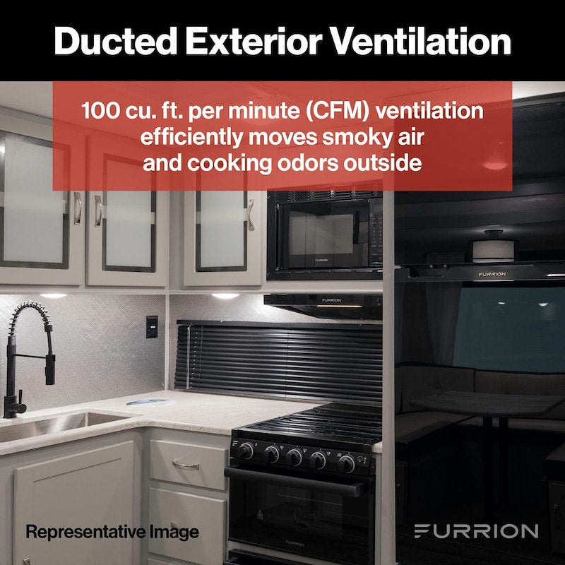 Furrion FHO23SACR-SS Campana extractora de conductos de 24" y 12 V para vehículos recreativos – Acero inoxidable