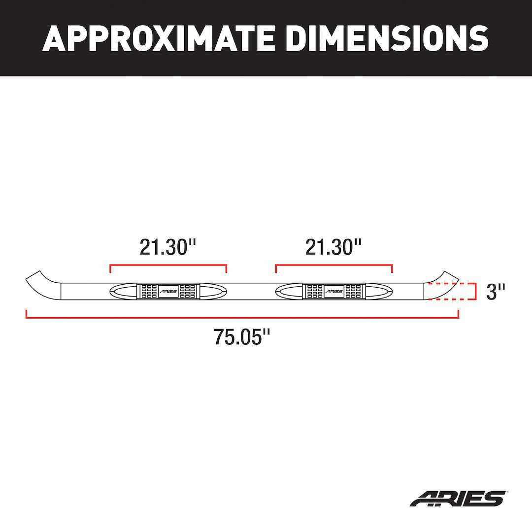 Aries 204001 3-Inch Black Steel Nerf Bars