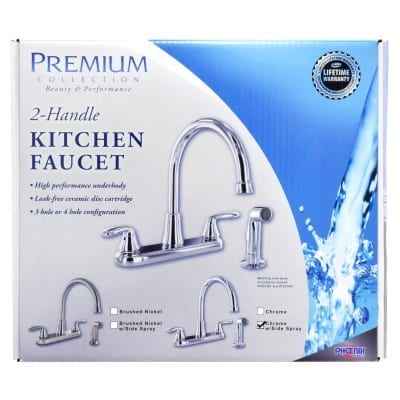 8-Inch Gooseneck Kitchen Faucet – Dual Lever, Chrome Finish, Stainless Steel