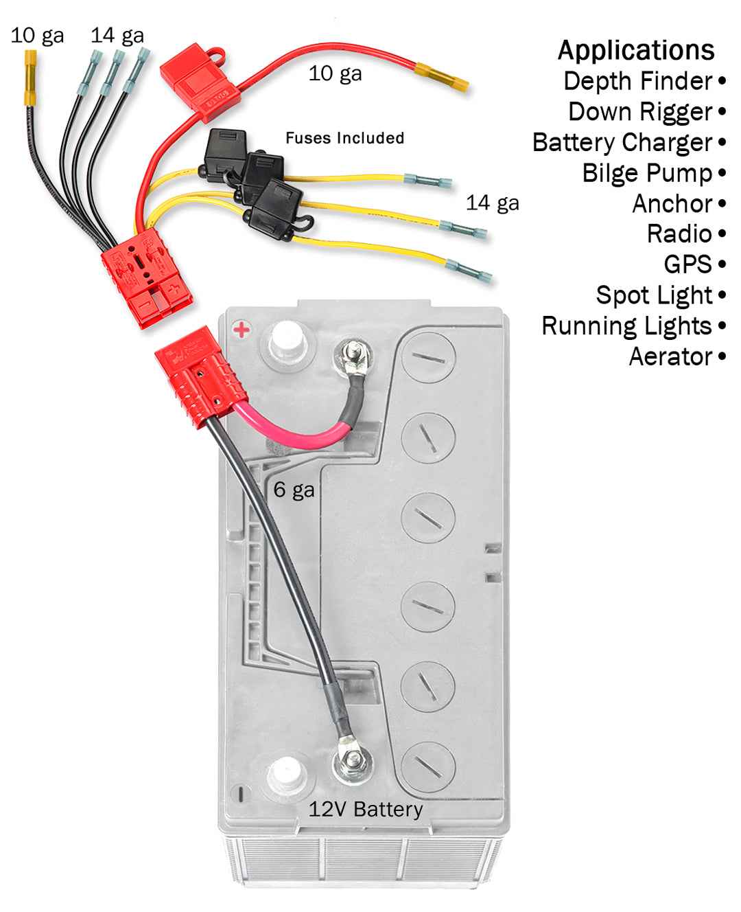 Connect-Ease RCE12VB4FK Fused 12V Four-Accessory Harness