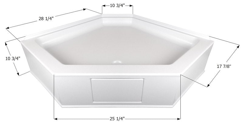 Icon 15234 Neo Angle RV Shower Pan – Polar White ABS with Center Drain