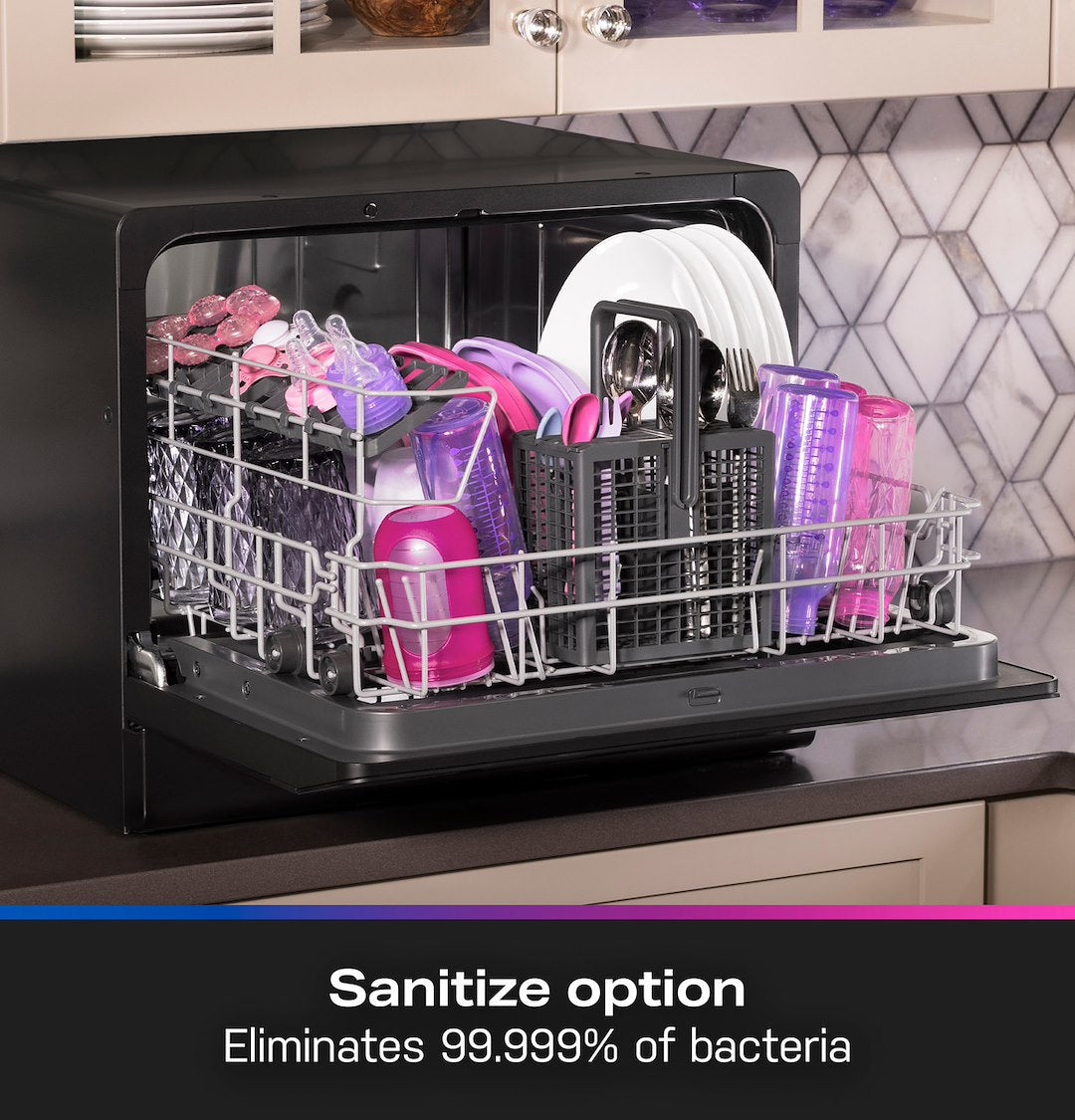 GE Appliances PZF560HGWBB Compact Countertop Dishwasher