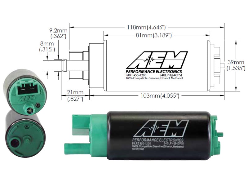AEM Electronics In-Tank 6 To 18 Volt Fuel Pump Electric 50-1200 - image 6