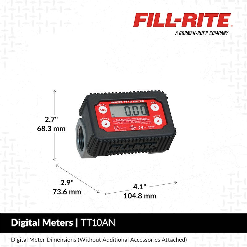 Fill-Rite TT10AN Digital Flow Meter - 2 To 35 GPM