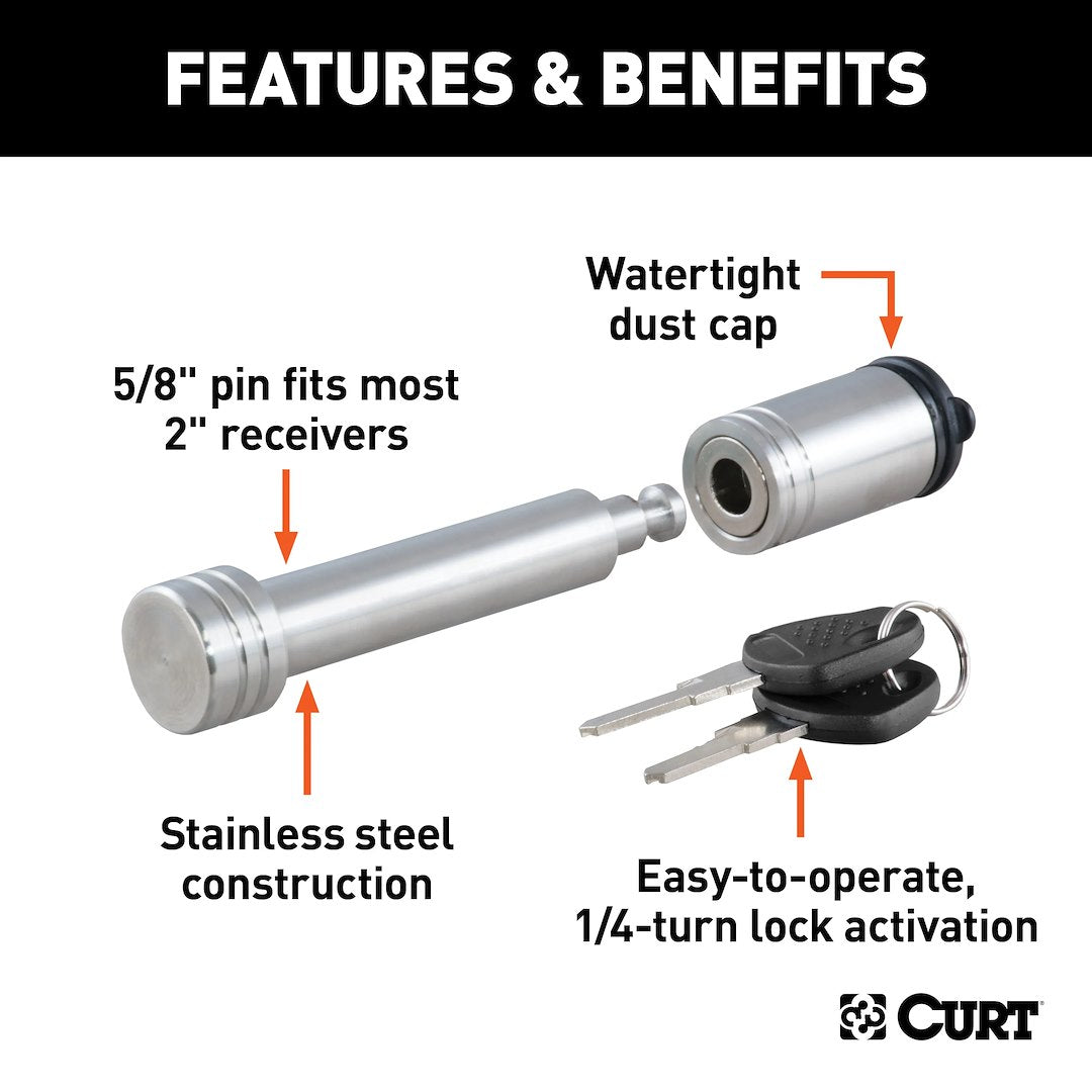 CURT Fully Universal 2 Inch Receiver Hitch Trailer Hitch Pin (23516)