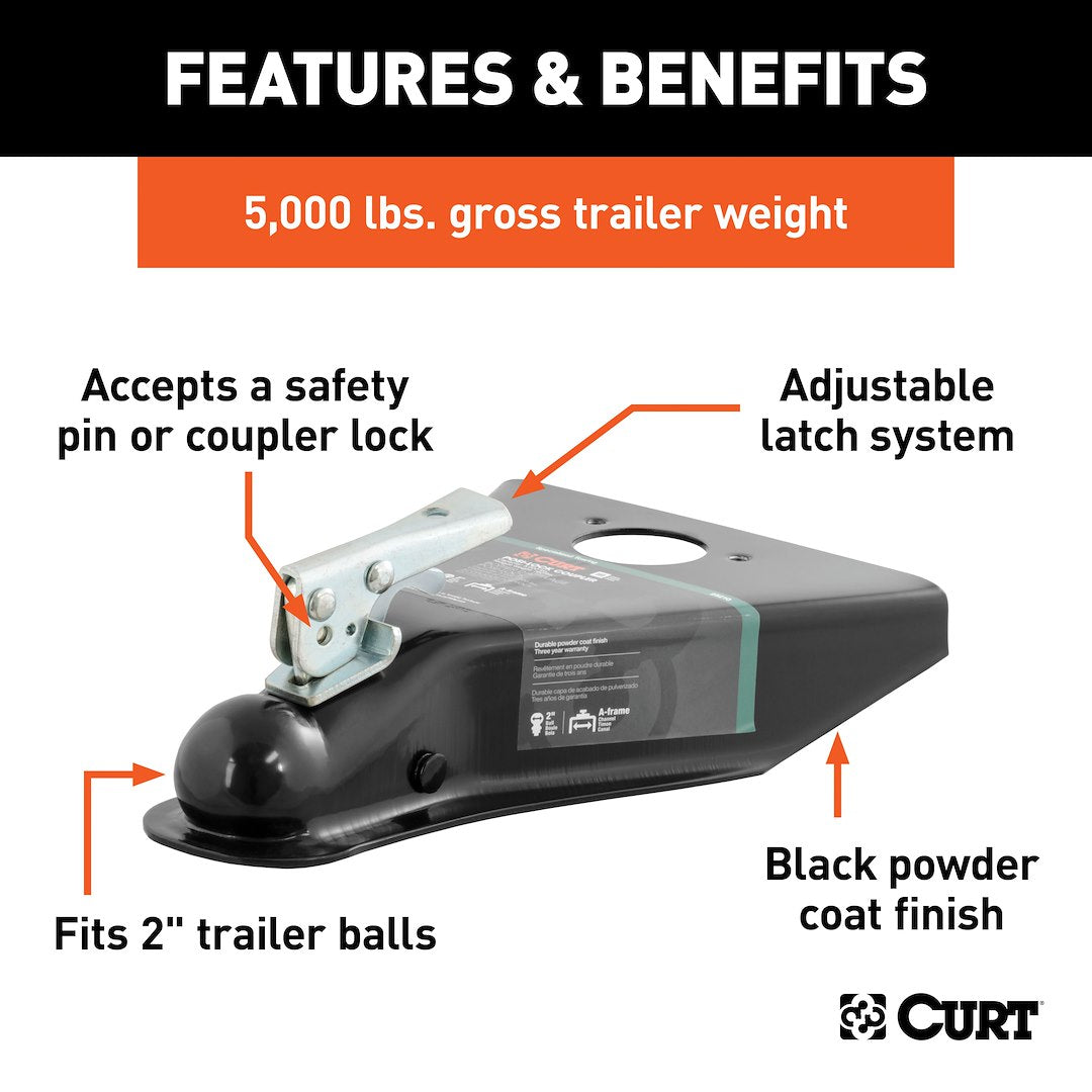 CURT Trailer Coupler (25210) – Lift Capacity (LB): 5000 Pound