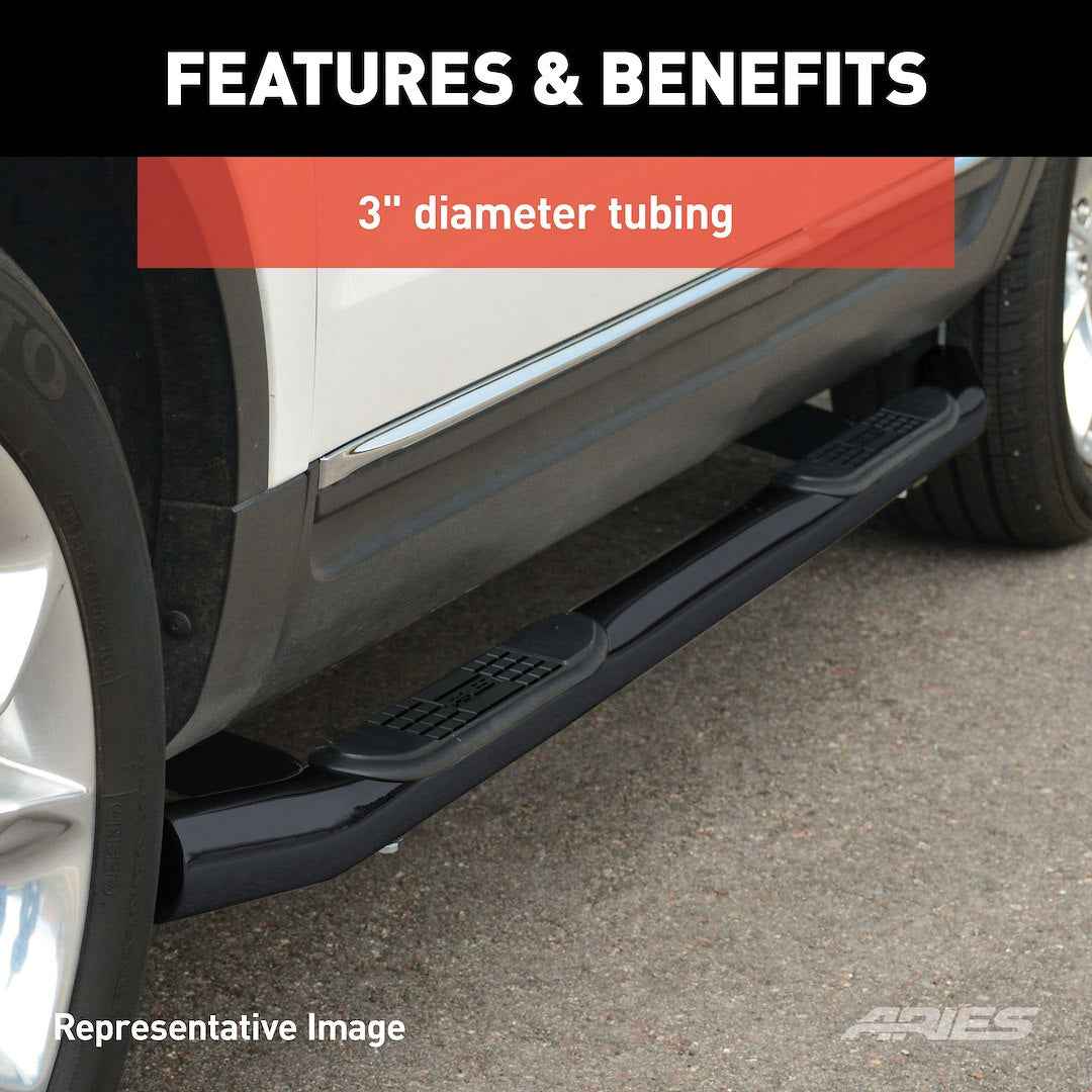 Aries 205045 3-Inch Black Steel Side Bars