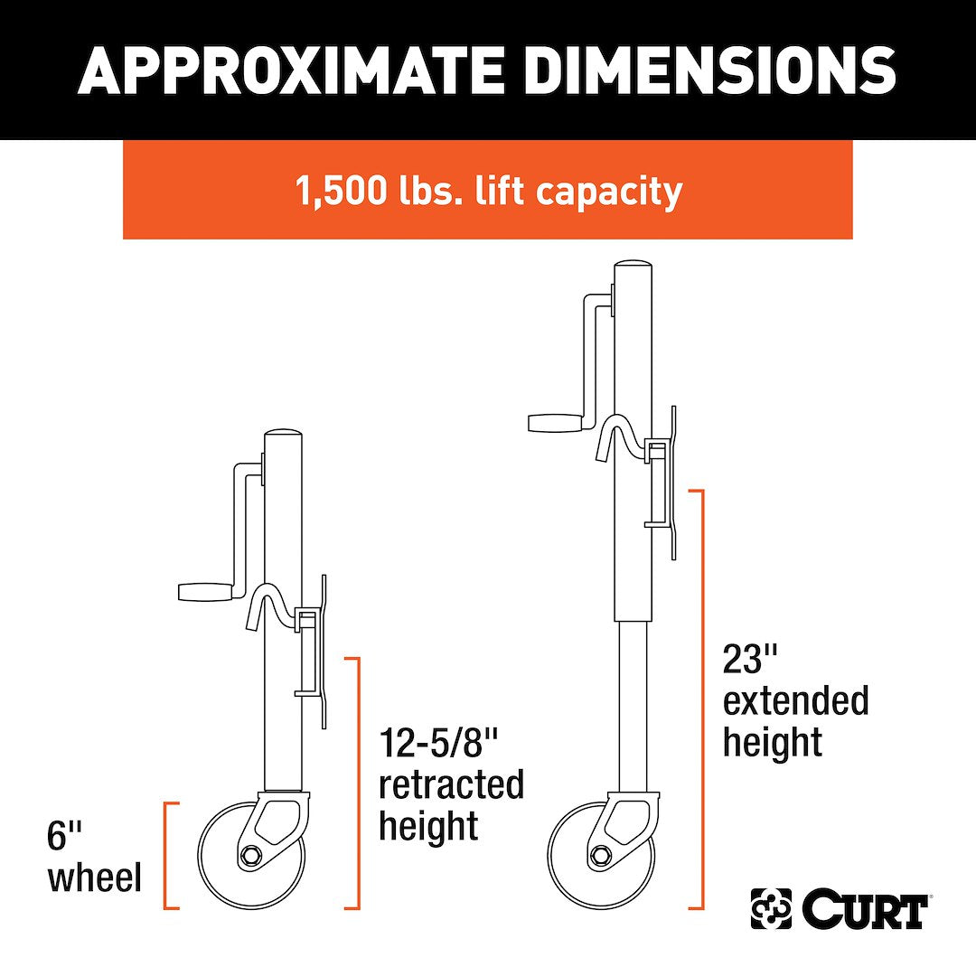CURT 10 Inch 1500 Pound Trailer Tongue Jack (28156)