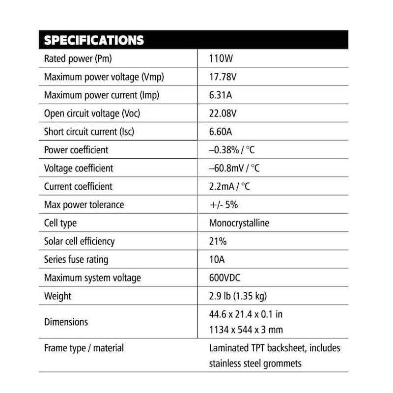 Go Power Solar Flex 110W Solar Kit GP-FLEX-110 – Flexible Monocrystalline Panel