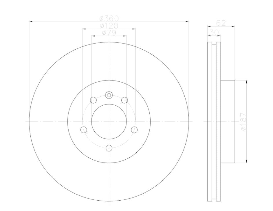 Hella 355122922 Vented Disc Brake Rotor