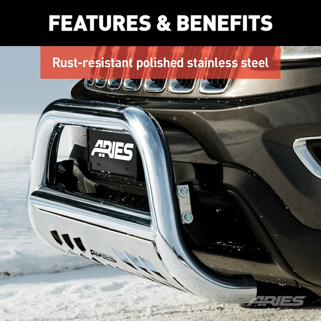 Aries 35-5006 Bull Bar Polished 3 Inch Yes with skid plate - image 10