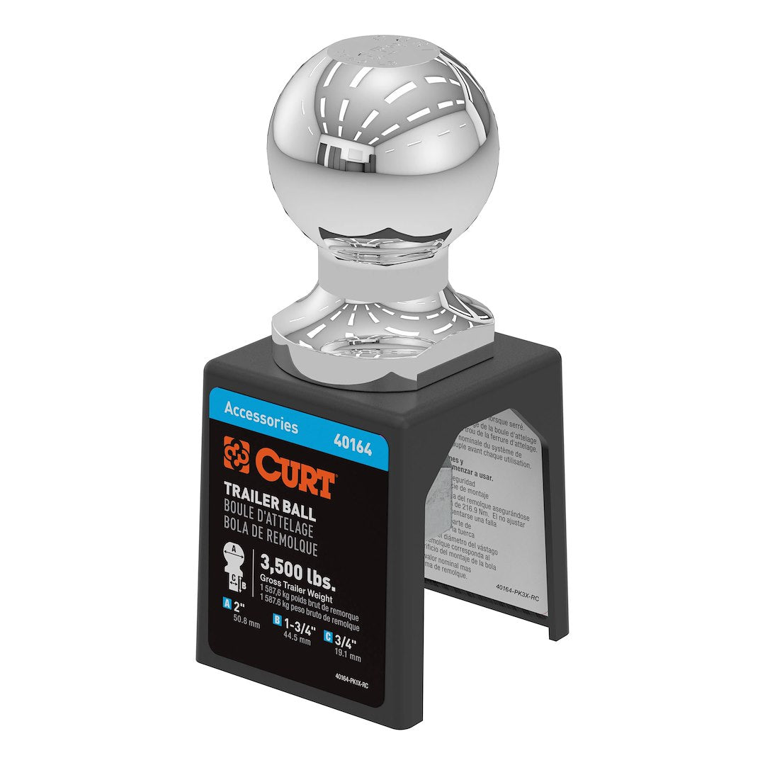 CURT Trailer Hitch Ball (40164) – Shank Length (In): 1-3/4 Inch