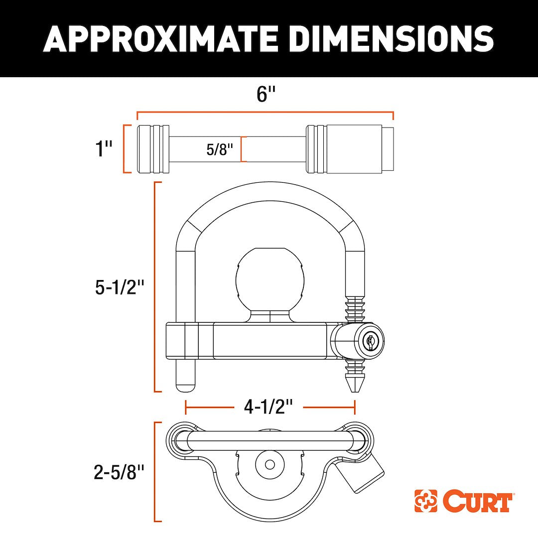 CURT 23092 Orange Ball-and-Clamp Coupler Lock - image 3