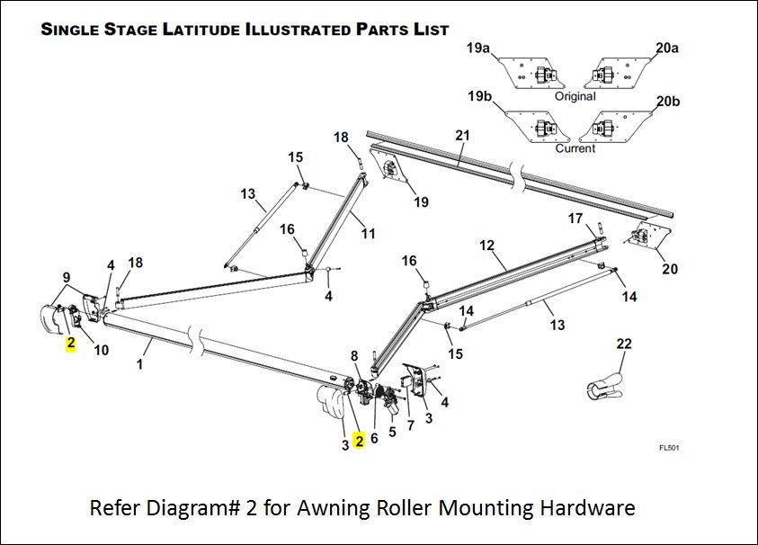 Carefree RV Awning Roller Mounting Hardware (R001848)