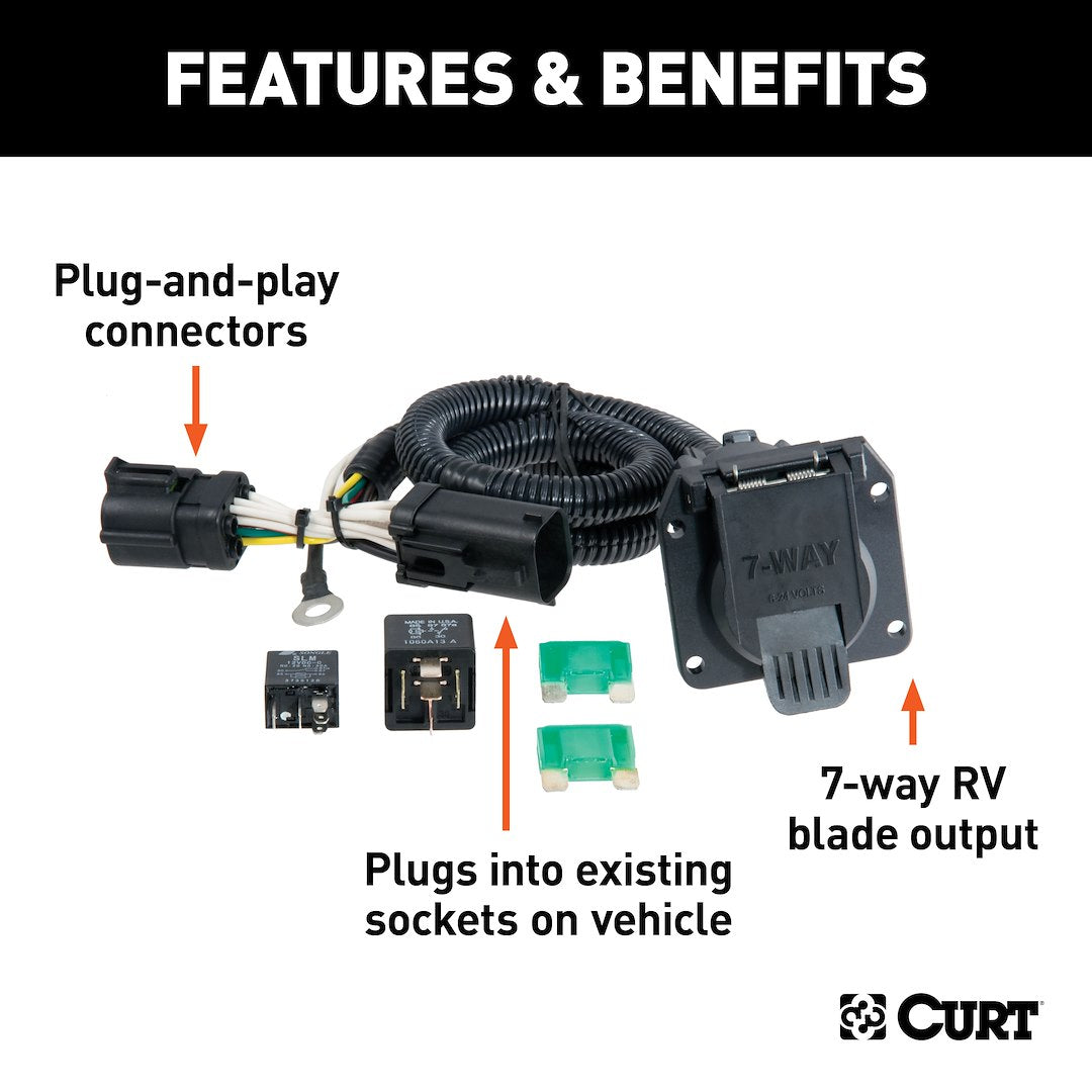 CURT Trailer Wiring Connector (55242) – Color: Black