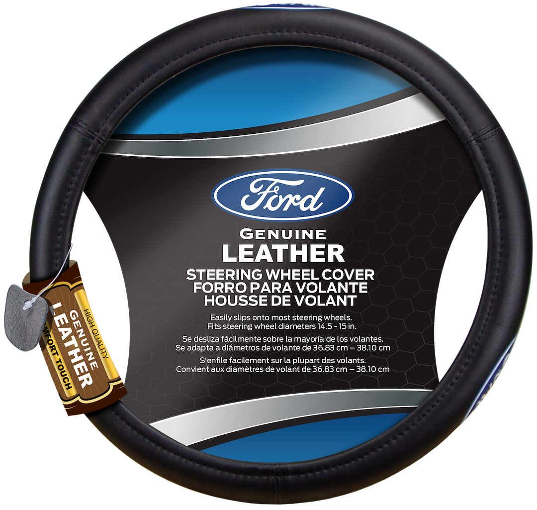 Plasticolor 006743R01 Ford Genuine Leather Steering Wheel Cover