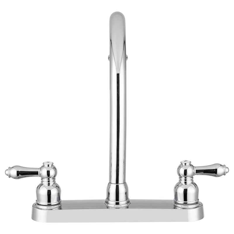 Kitchen Faucet – 11.5" High-Rise Spout, 8" Deck Mount, Dual Teapot Handles, Chrome