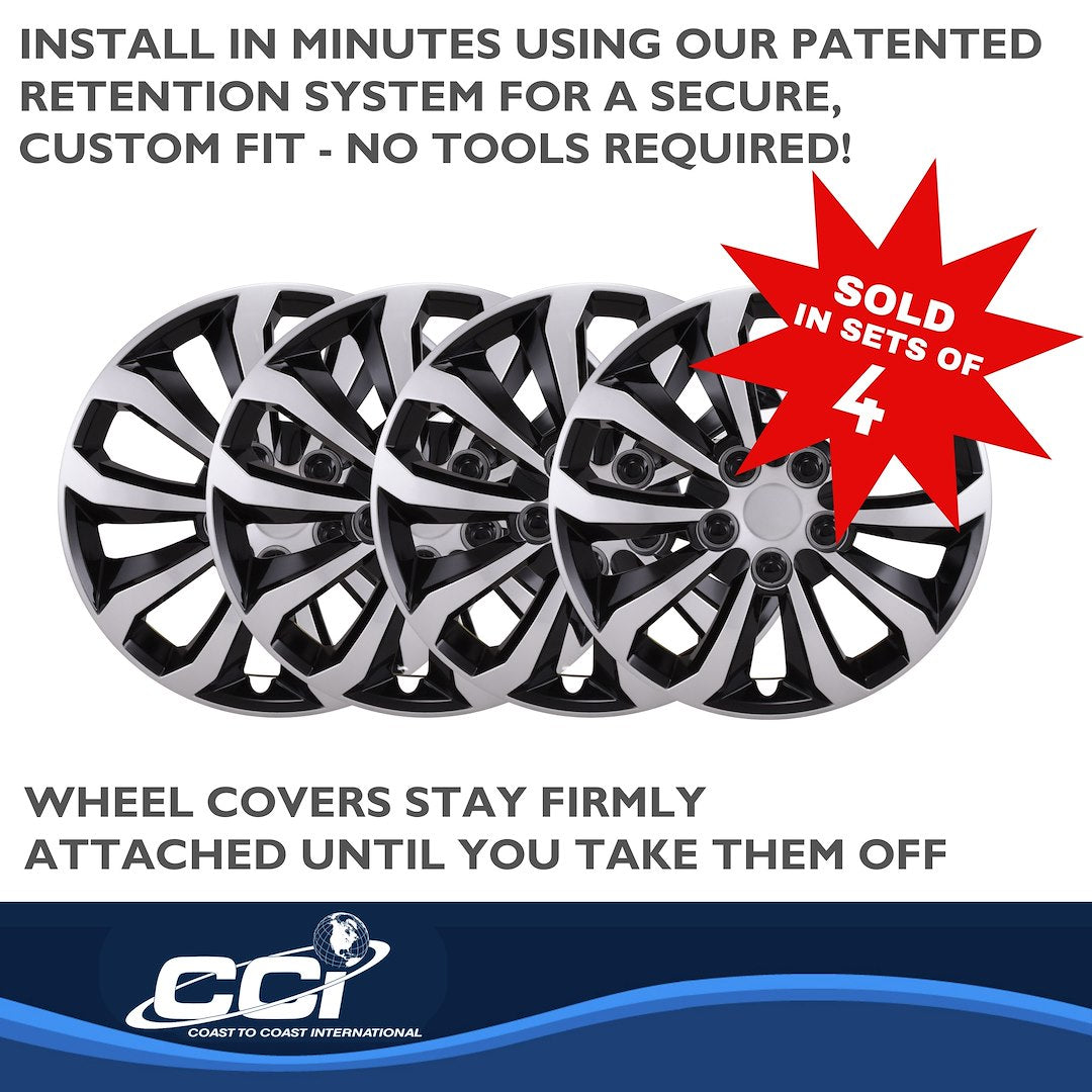 Coast To Coast 106114SB 14-Inch Black/Silver Wheel Covers - image 5