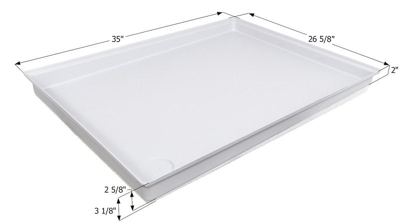 Icon 15037 35" x 26-5/8" RV Shower Pan – Polar White ABS Shower Base