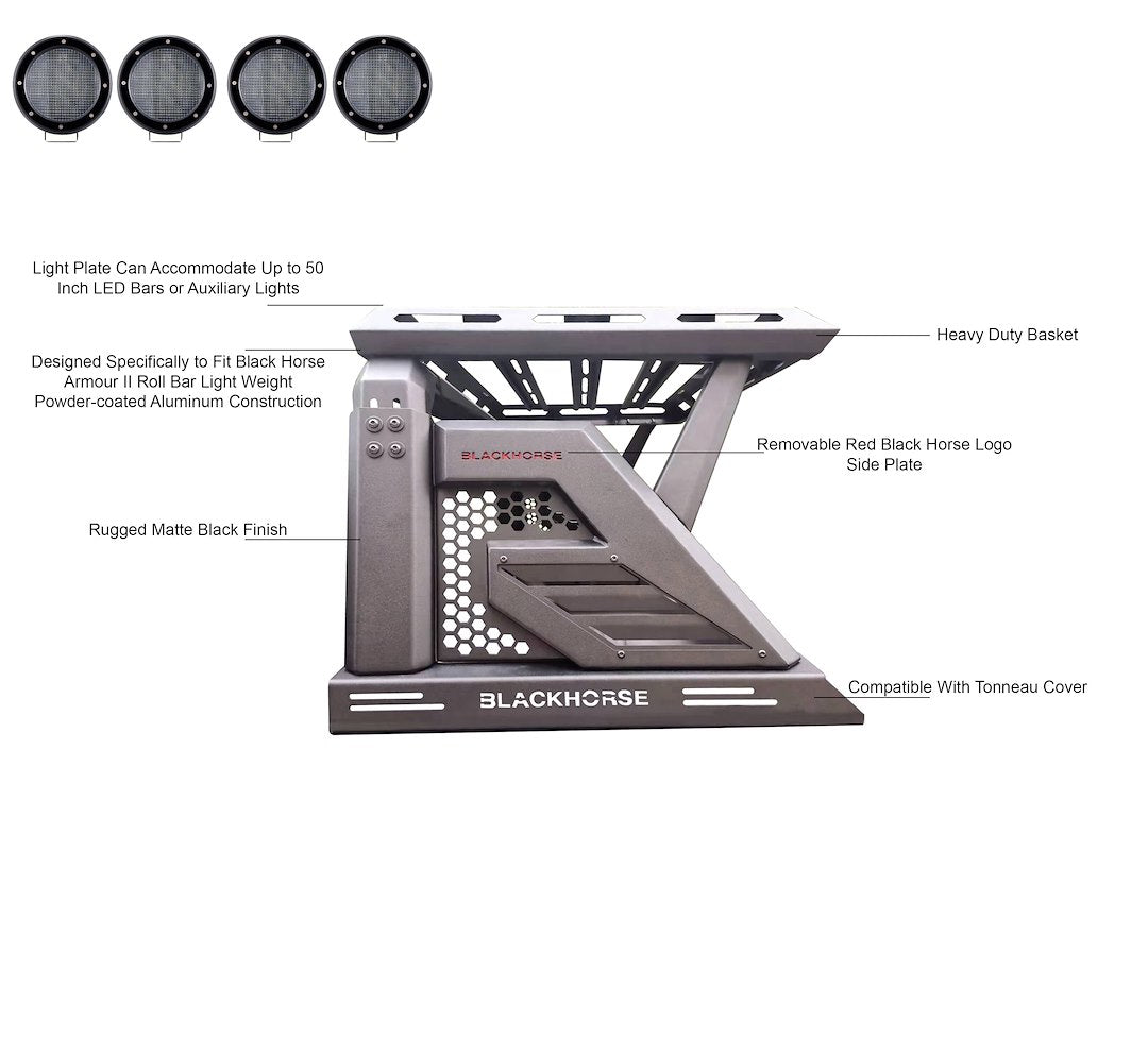 Black Horse Offroad AR2-09BA3-PLFB  Truck Bed Bar - image 11