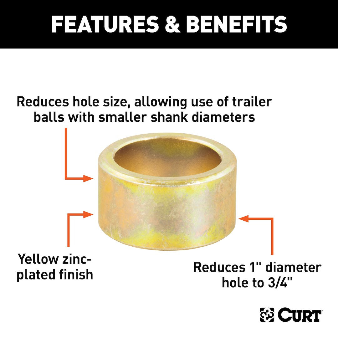 CURT Trailer Hitch Ball Shank Reducer (21101) – Color: Yellow