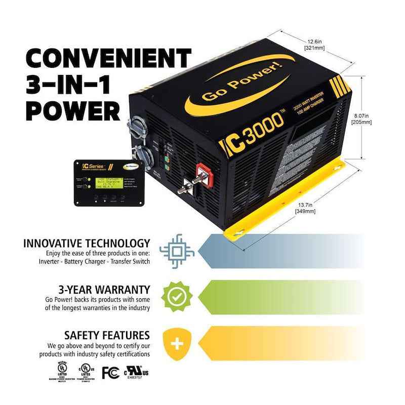 Go Power SOLAR EXTREME 600W Solar System 3×200W Panels & 3000W Inverter