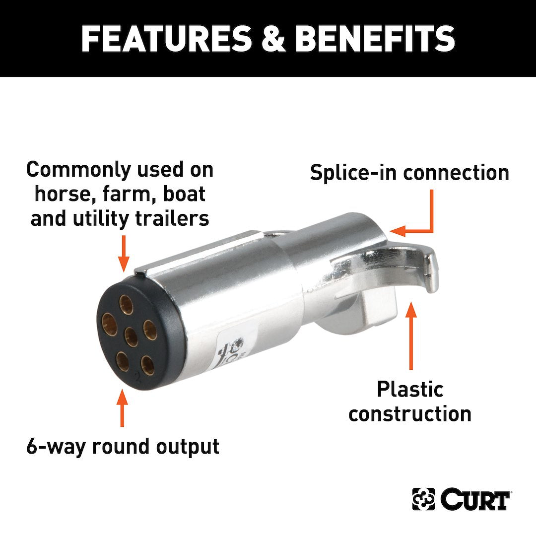 CURT Fully Universal 6 Round Trailer Wiring Connector (58120)