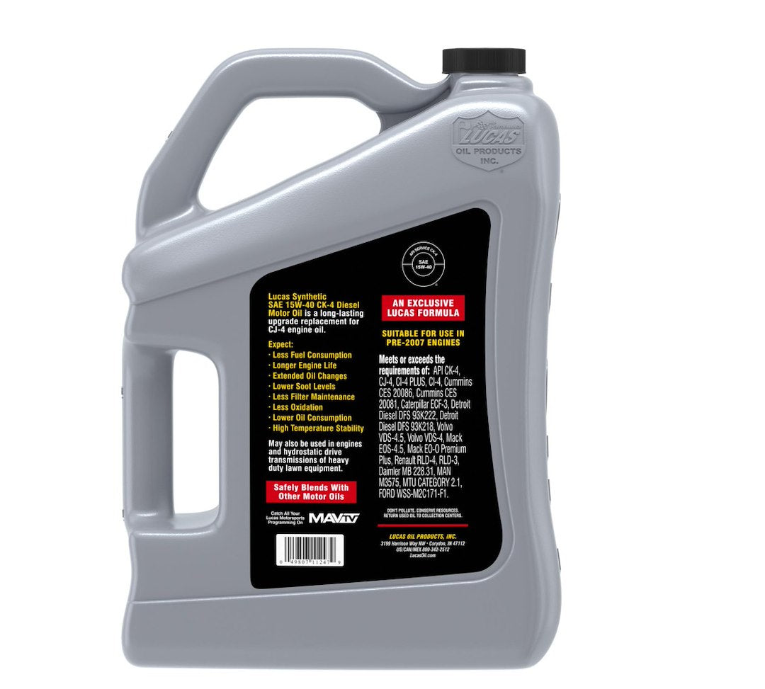 Lucas Oil 11247 SAE 15W-40 CK-4 Synthetic Truck Oil