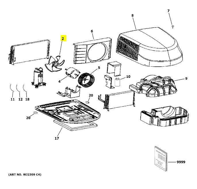 Ge Appliances Wj73x25397 Air Conditioner Condenser Fan - image 3