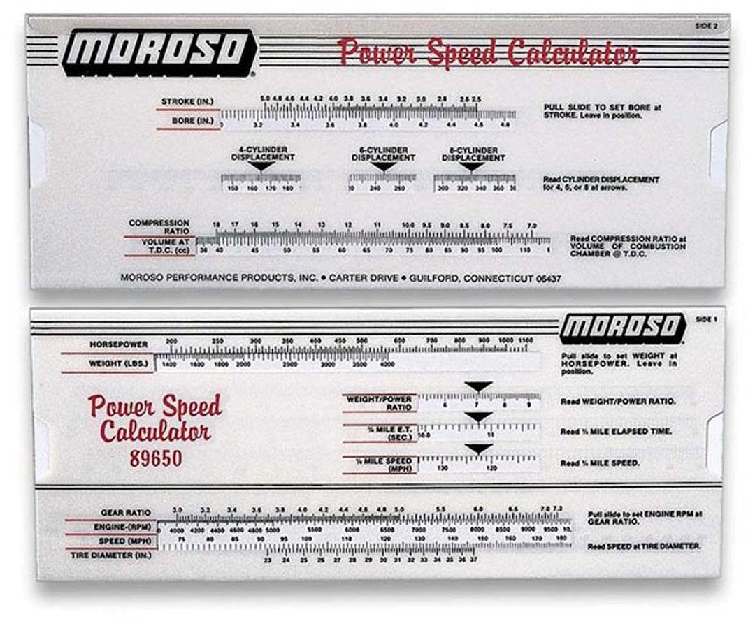 Moroso Performance 89650 Power Speed Calculator