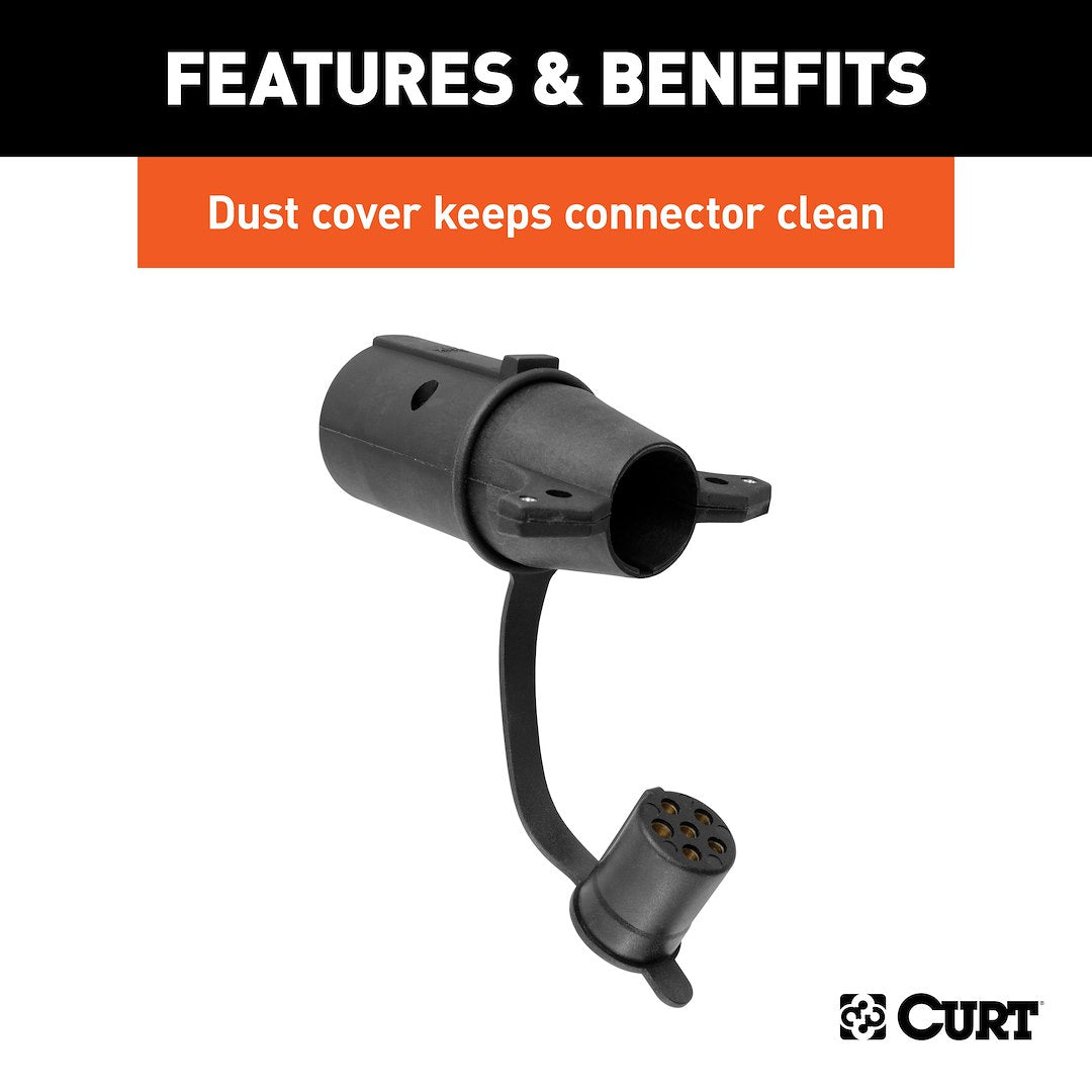 CURT Trailer Wiring Connector Adapter (57265) – Color: Black