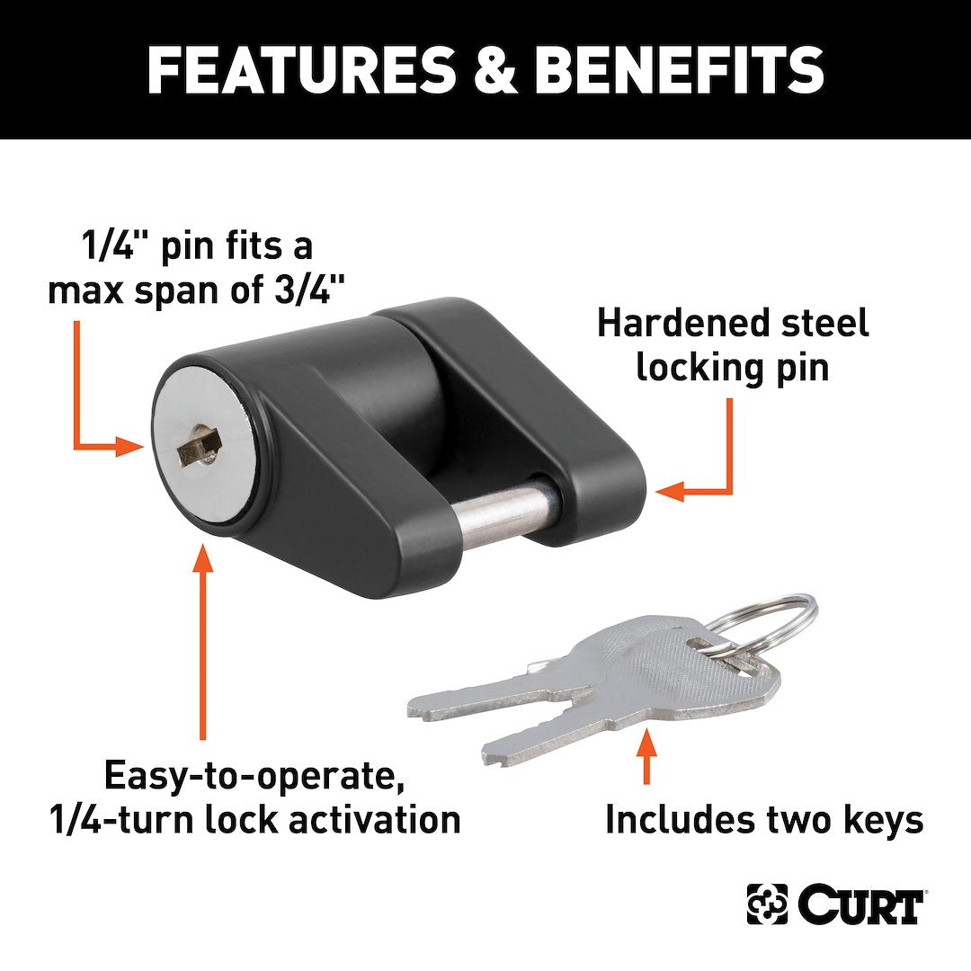 CURT Trailer Coupler Lock (23521) – Pin Size (In): 3/4 Inch