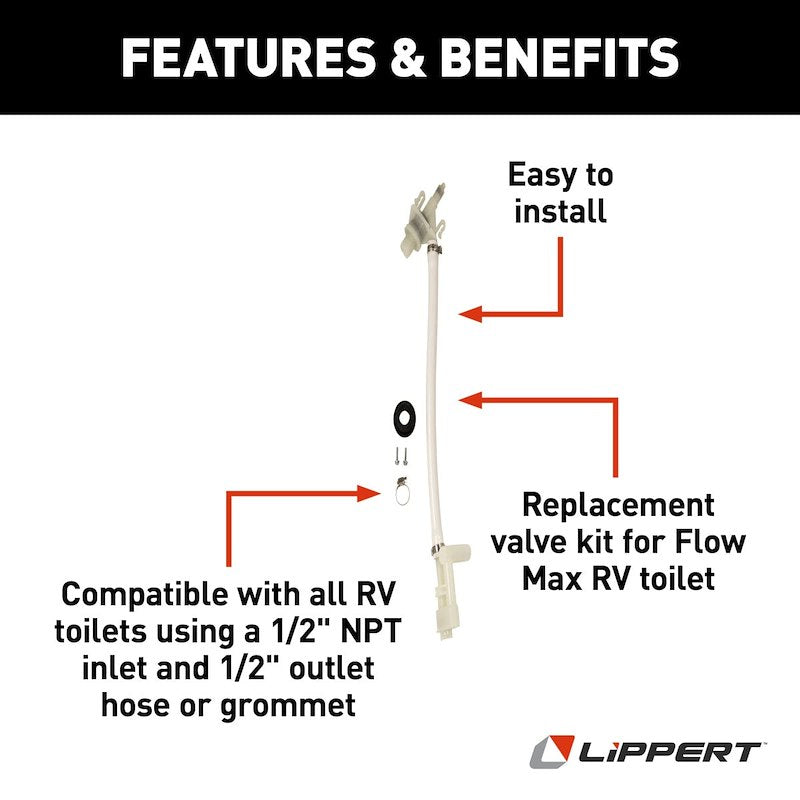Lippert 2022121976 Flow Max RV Toilet Water Valve Module Kit