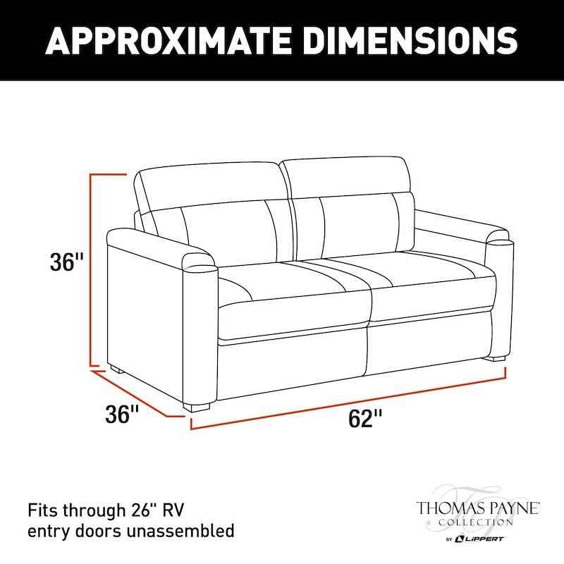 62" Jackknife Sofa – Millbrae Brown – 2-Seater with Fold-Down Center
