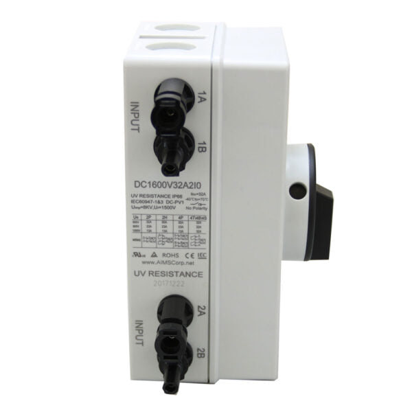 Aims Power Dc1600v32a2io Solar Panel Disconnect Switch - image 4