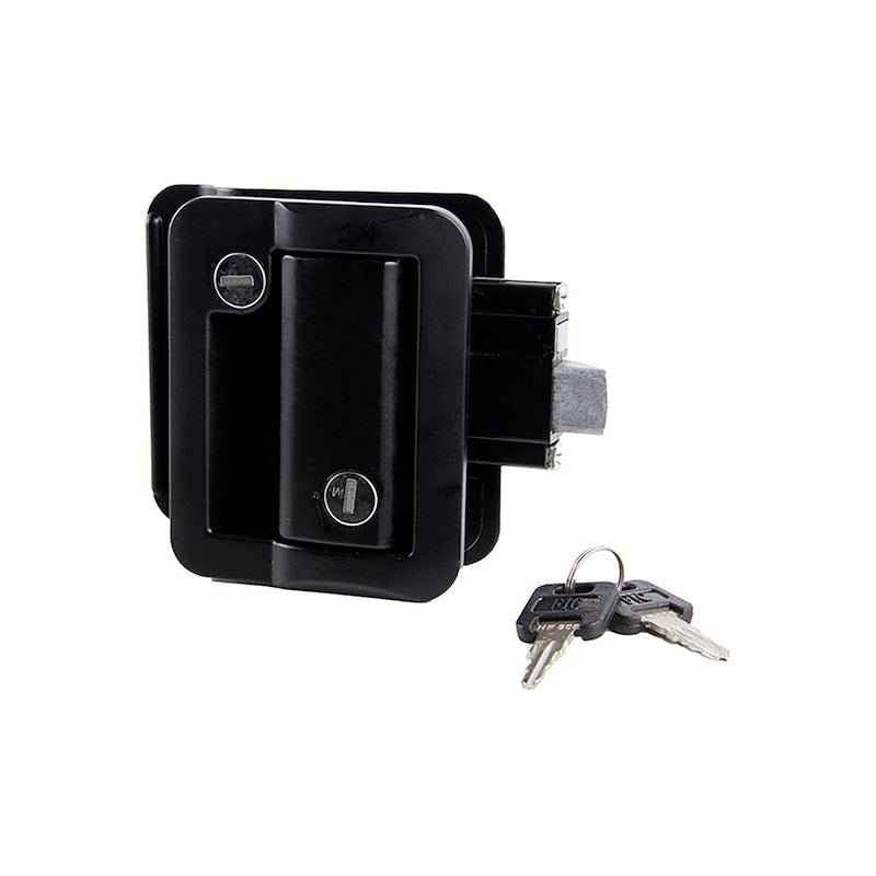 RV Entry Door Lock Latch -Lippert 2020102689 – Black Aluminum with Deadbolt